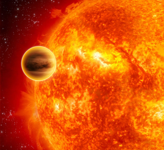 An artist's impression of a transiting exoplanet
