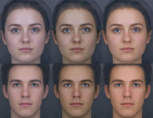 Images show 'natural' faces alongside the differences between the effects of exposure to the sun versus intake of carotenoids