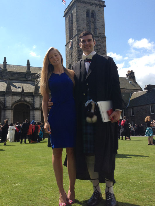 Aria Danesh on graduation day with his girlfriend Emma Welch
