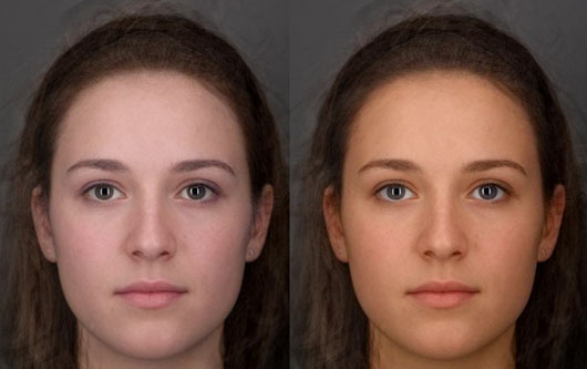 Improved skin tone in a Caucasian face, following an increase in fruit and veg for a 6 week period
