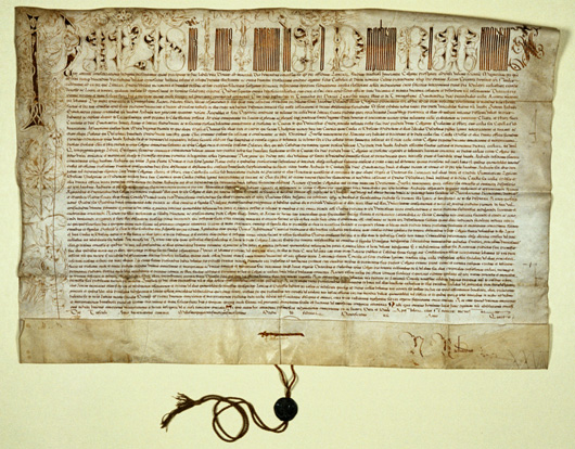 Papal bull, courtesy University of St Andrews Special Collections.