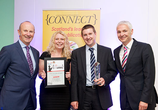 L-R Broadcaster Fred MacAulay; Nicole Cunningham, Conference Organiser from Holyrood; Chief Information Officer Steve Watt; and David Wiszniewski, Account Director from Symantec Corporation which sponsored the award.
