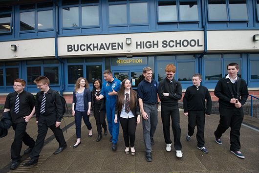 Andrew Abercromby with pupils of Buckhaven High School