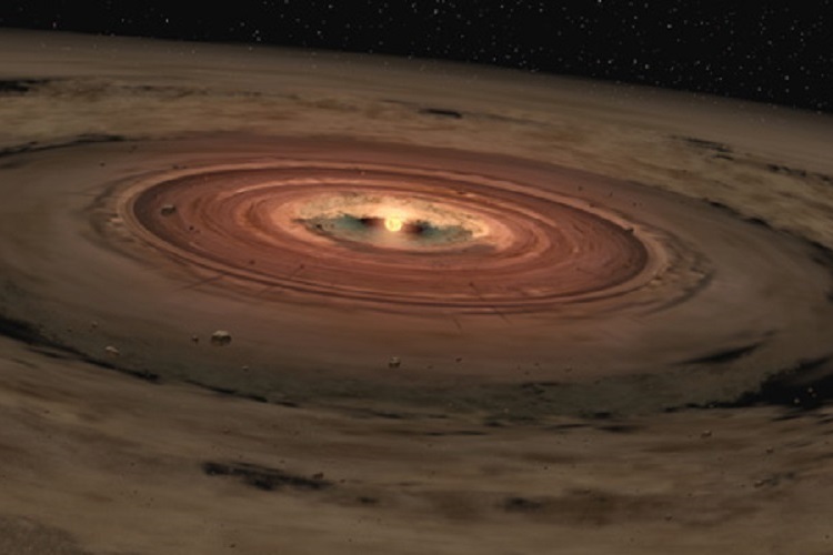 Artist’s impression of a very young star surrounded by a disk of gas and dust