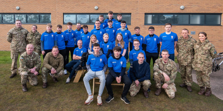 University apprentices with members of the army regiment
