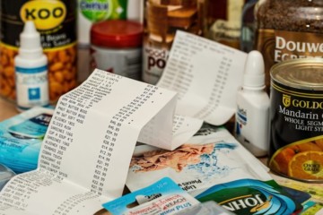 shopping items with a till receipt
