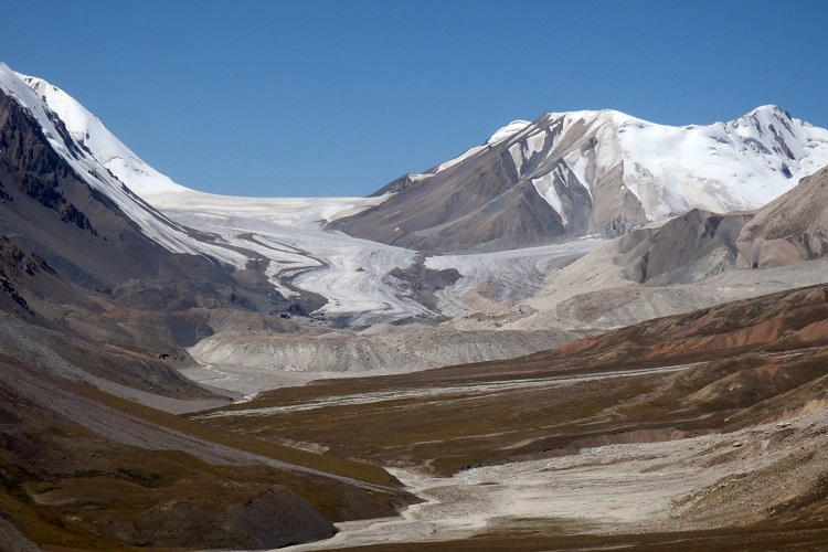Koindy glacier in the Ak-Shirak mountain range in Central Tien Shan, Kyrgyzstan