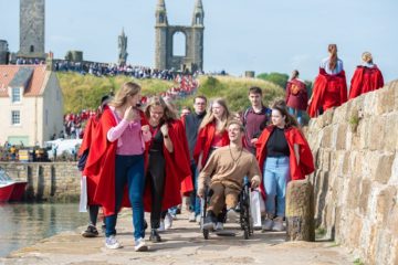 Students take part in traditional St Andrews Pier Walk