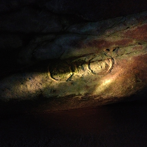 A Pictish carving in Wemyss caves of a double disc