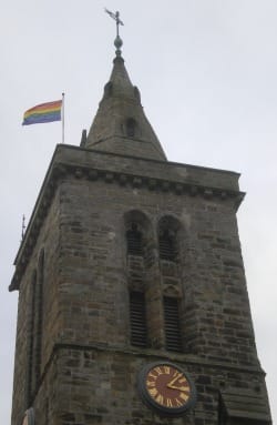 Pride flag flying in St Andrews