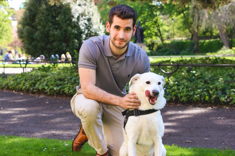 Image of Sean Talamas with his dog, Willypete.