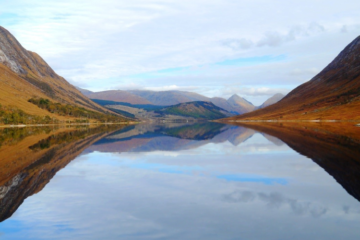 Mountains reflected in Loch Etive