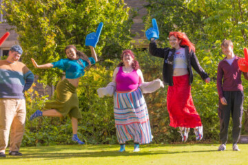 Students celebrate in St Mary's Quad