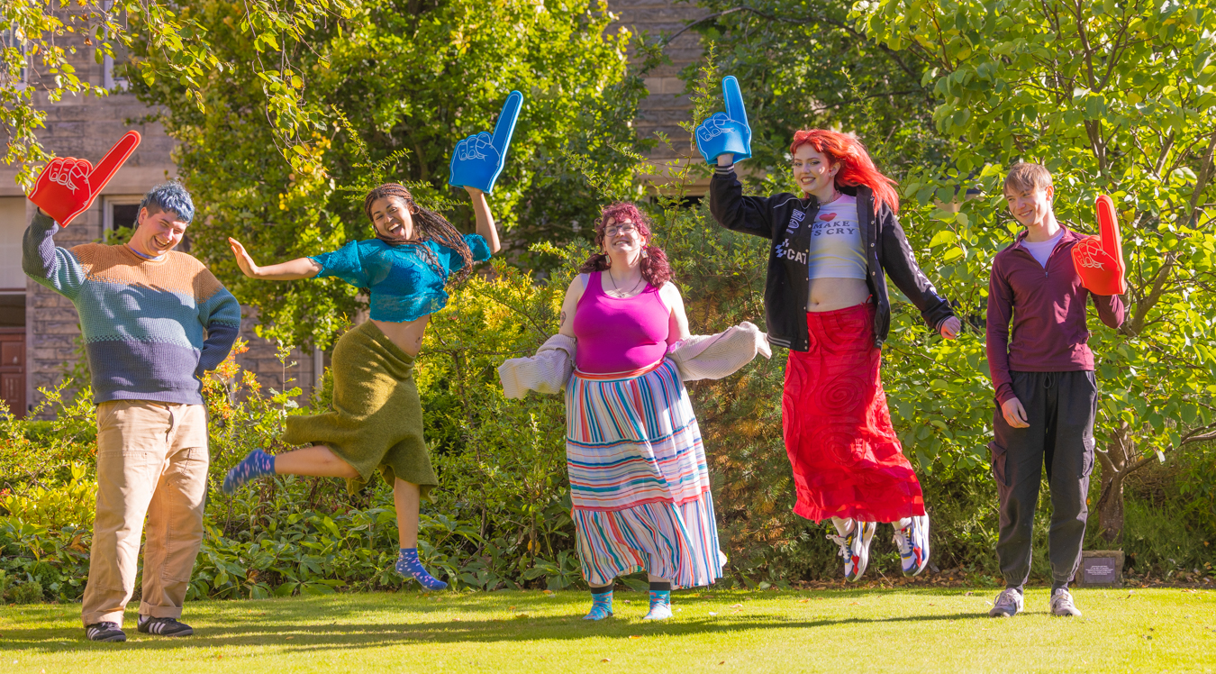 Students celebrate in St Mary's Quad