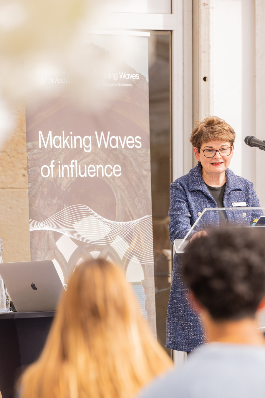 University Principal and Vice-Chancellor, Professor Dame Sally Mapstone FRSE, speaking at the launch of the Business School Launch