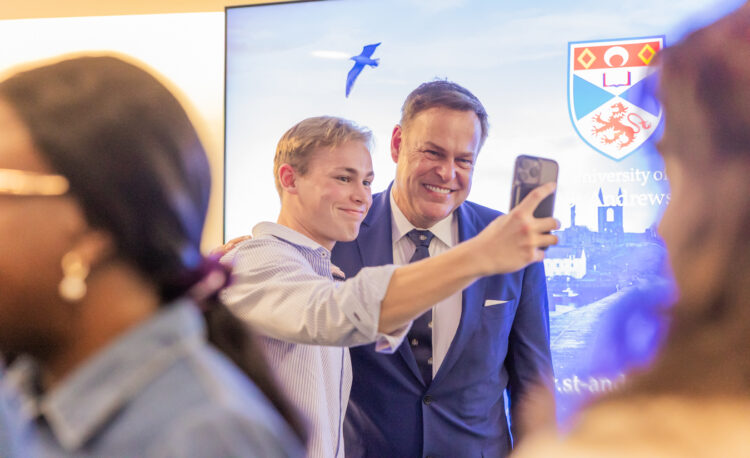 Peter Jones CBE speaking with students at the University of St Andrews Business School event in partnership with The Alfred Dunhill Links Trust