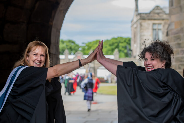 Helen Mackie MBE with Dr Fiona Thompson at Graduation